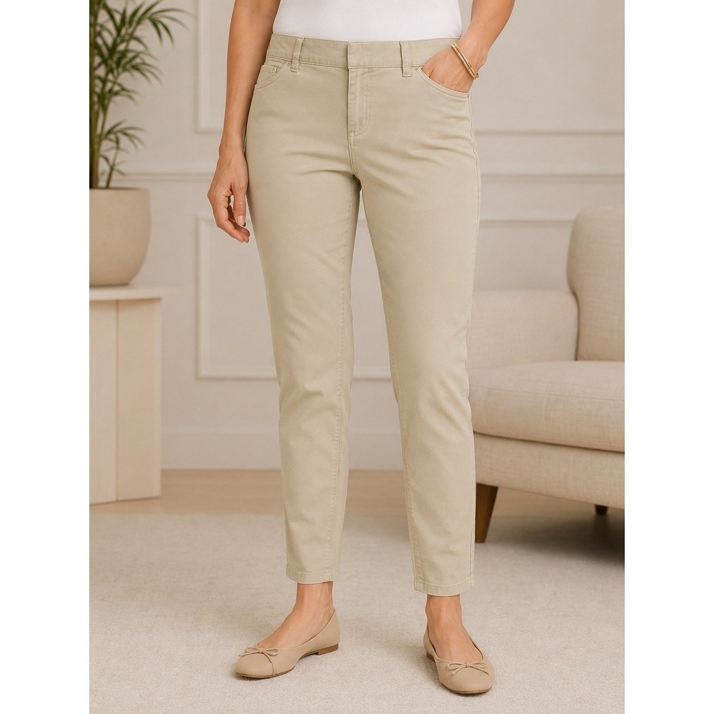 Old Navy Pixie Pants Womens 8 Beige Khaki Slim Ankle Stretch Chino NWOT